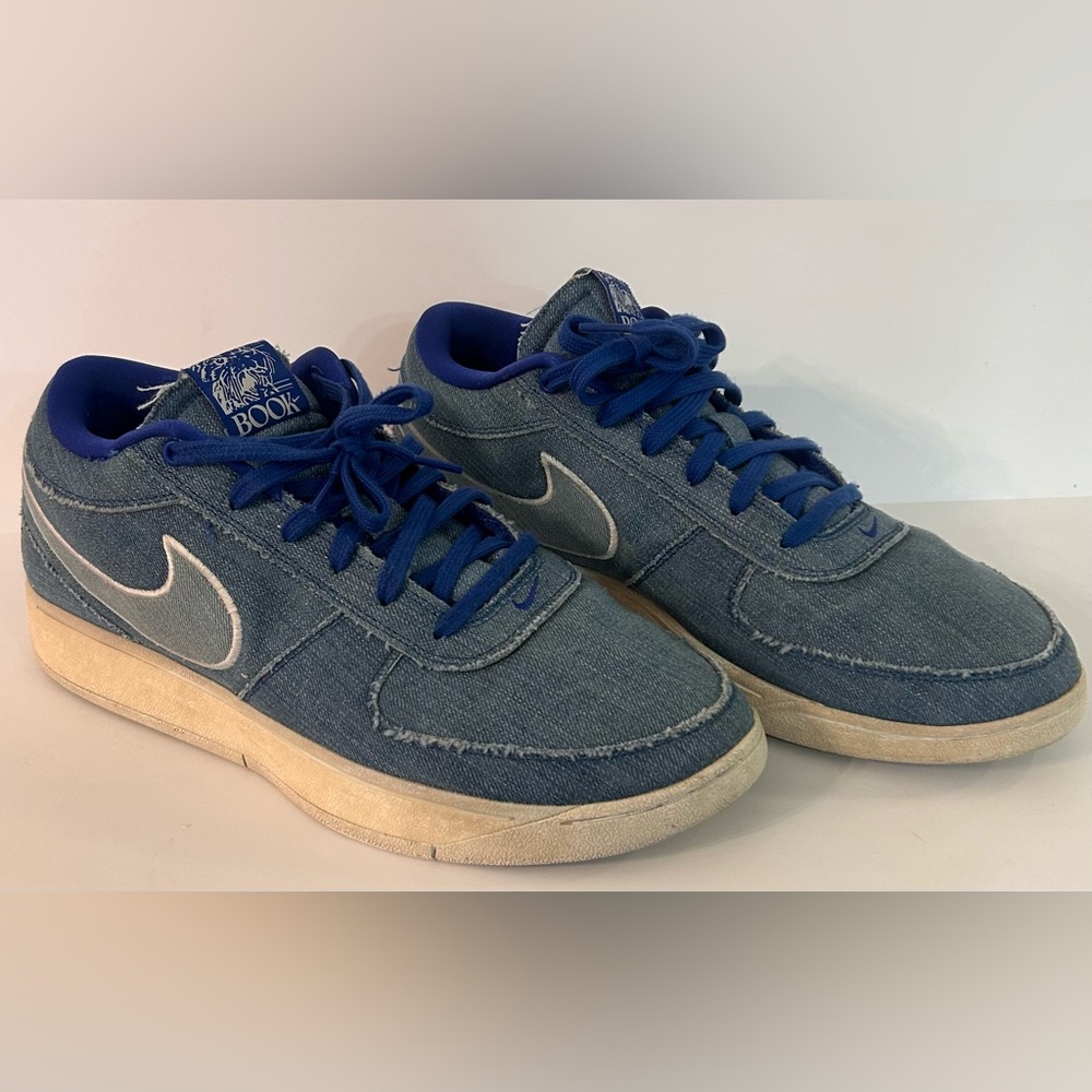 Nike Denim Low-Top Sneakers in Navy Blue with White Swoosh